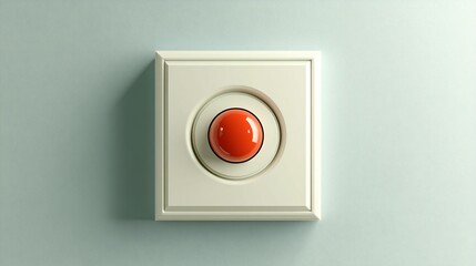 Red button on white panel against soft pastel background