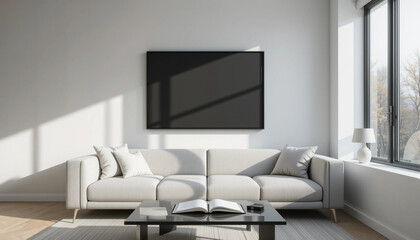 Modern Living Room Poster Frame Mockup,ISO A Paper Size,3D Interior Design Scene,Interior mockup with house background