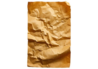 Crumpled sheets of old paper isolated on a transparent or white background
