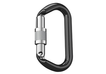 Metal carabiner isolated on a transparent or white background