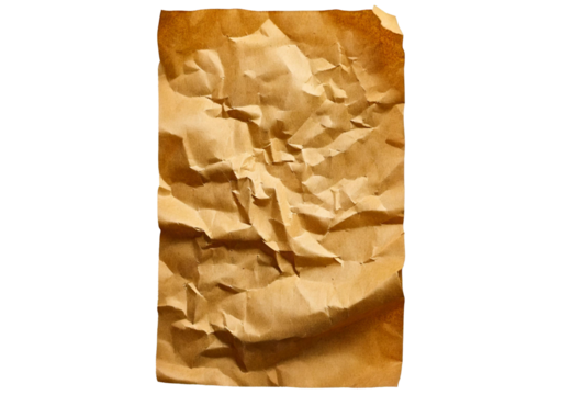 Crumpled sheets of old paper isolated on a transparent or white background