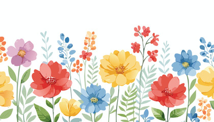 Colorful watercolor flowers on a white background,on a white background, watercolor flower seamless pattern. Watercolor print in rustic vintage style,flower, art, illustration, poppy, decoration, 