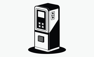 Coin operated phone, vintage payphone silhouette, retro public telephone icon
