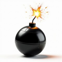 Stylized Bomb with Lit Fuse About to Ignite on a White Surface Representing Volatility and Impending Crisis