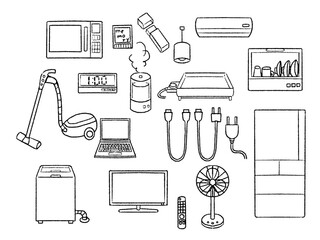 ペン風家電セット白黒