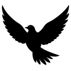 Obraz premium Silhouette of flying bird with wings spread suitable for freedom and travel themes