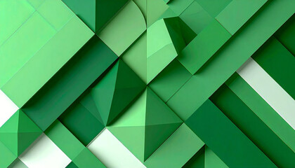 緑色の幾何学模様のイラスト。3D。立体的なブロックスタイル。Green geometric illustration. 3D. Three-dimensional block style.