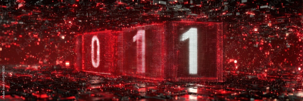 Aufkleber Massive Digital Countdown Displayed on a Red Game-Themed Background With a Clean Left Margin, Set in an Immersive Virtual Environment