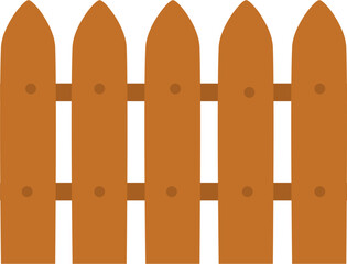 Simple Brown Wooden Picket Fence Illustration