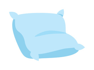Light Blue Bed Pillow Isolated on White Background in Simple Flat Lay Style