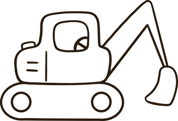 a black and white drawing of an excavator