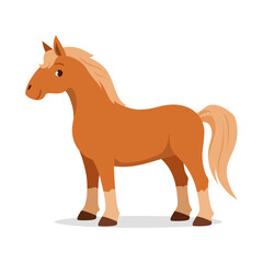 Illustration of a horse standing on a white background in cartoon style side view vector