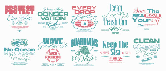 Sea life quote t-shirt design bundle, Ocean environment typography quotes set, Ocean ecosystem & conservation graphic collection, Marine environment poster slogan design packs