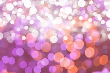 Abstract bokeh orbs are shimmering across flat illustration with purple, pink and orange gradients