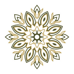 Geometric Mandala Design with Flower and Leaf Elements
