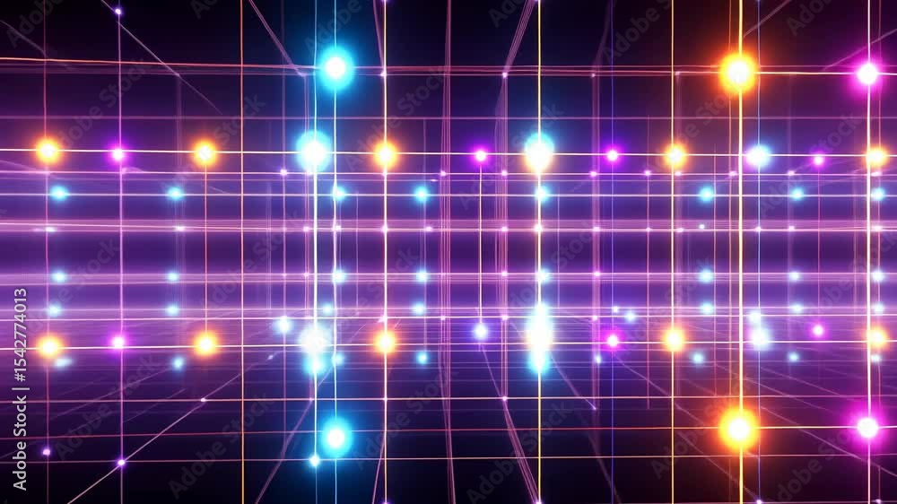 Poster neon grid pattern with vibrant colors
