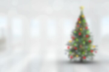 Blurry christmas tree in room