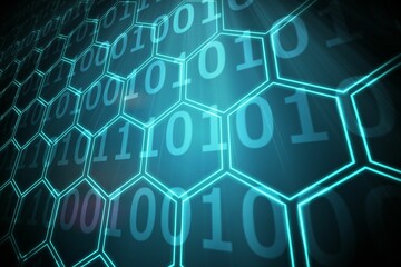 Black background with shiny hexagons