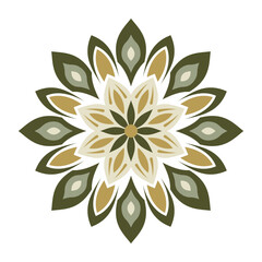 Floral Mandala Design in Olive Green and Gold