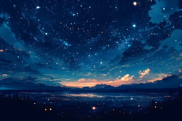Mesmerizing Night Sky with Stars and Clouds