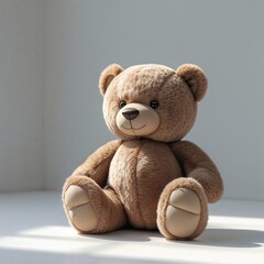 Obraz premium A plush Teddy Bear sitting quietly. This cozy bear has a welcoming presence, perfect for comfort