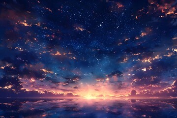 Fototapeta premium Starlit Night Sky with Clouds