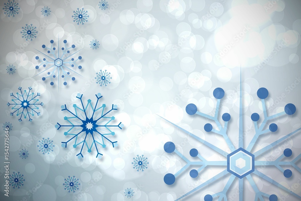 Poster blue snowflake pattern on twinkling lights