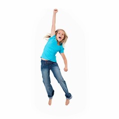 Excited little girl jumping