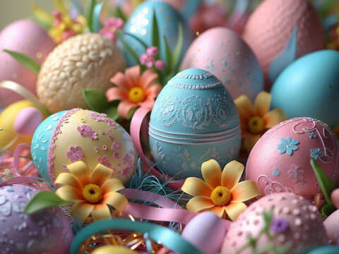 Abstract colorful Easter eggs pile