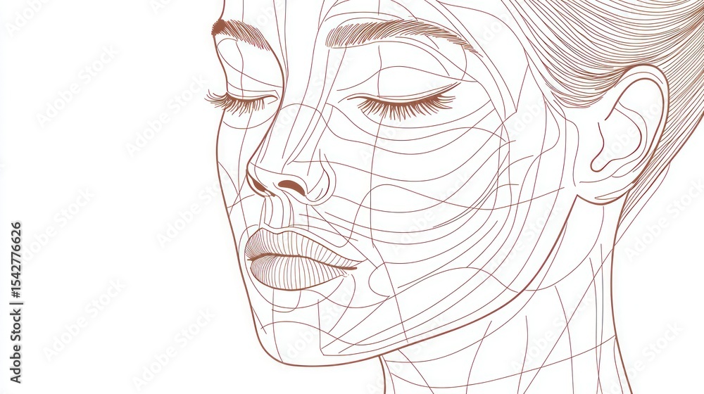 Poster face mapping vector showing skincare concerns by zone