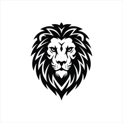 Majestic Lion Head Silhouette Vector Illustration – Bold and Detailed Design