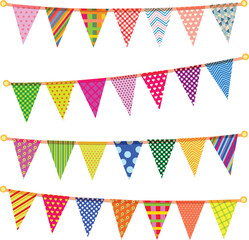 Triangle bunting flags vector bundle set and Illustrator Artwork.