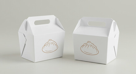Elegant Food Packaging Mockup Baozi Boxes Design