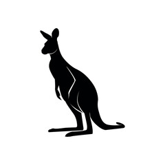 black silhouette of kangaroo animal. animal symbol