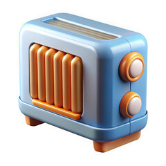 Cute cartoon toaster appliance render on white background on transparent background