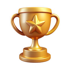 Golden trophy with star illustration on white background on transparent background