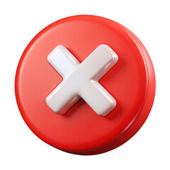 Red cross mark symbol error sign on white background on transparent background