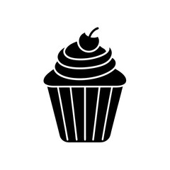 Cupcake Icon Vector with Clean Flat Isolated Design