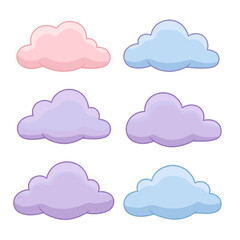 Pastel Cloud Icons: Six Cute, Cartoon Clouds for Design