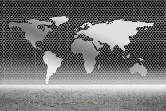 Fototapeta Digitally generated Earth graphic on metal