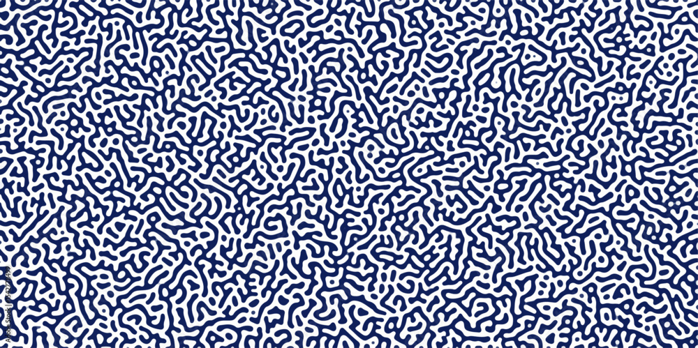 Poster Turing Abstract Pattern, suitable for any business. White and dark blue diffusion reaction seamless pattern.An abstract Reaction-diffusion or Turing pattern formation, coral reef, natural texture,	