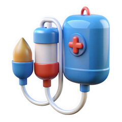 Medical infusion system illustration on white background on transparent background