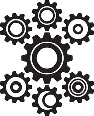This image features a grid of various gear icons, each uniquely designed. 