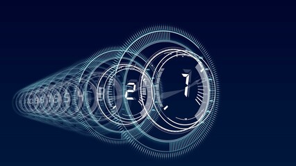 Interface dial countdown with blue background