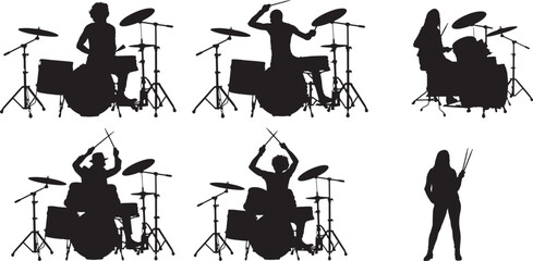 Vector Silhouette Collection: Clean and Bold Designs Male performer playing drums