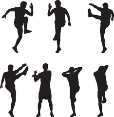 Vector Silhouette Collection: Clean and Bold Designs Cardio exercise on isolated background in gaiety full body length shot.