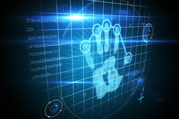Fototapeta premium Digital security hand scan