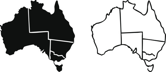 Map of Australia, Black on white background, vector Illustration © Motin