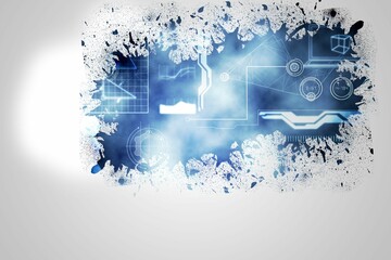 Splash on wall revealing technology interface