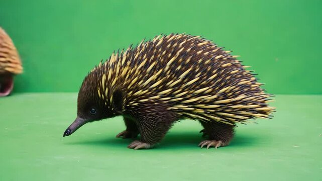 Unique encounter with a playful echidna in a vibrant green setting during a sunny afternoon